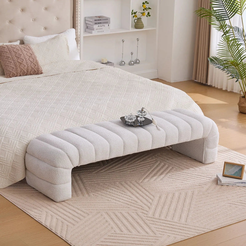 Modern Upholstered Armless Bed Bench With Channel Tufted Design by HouseOfZazla