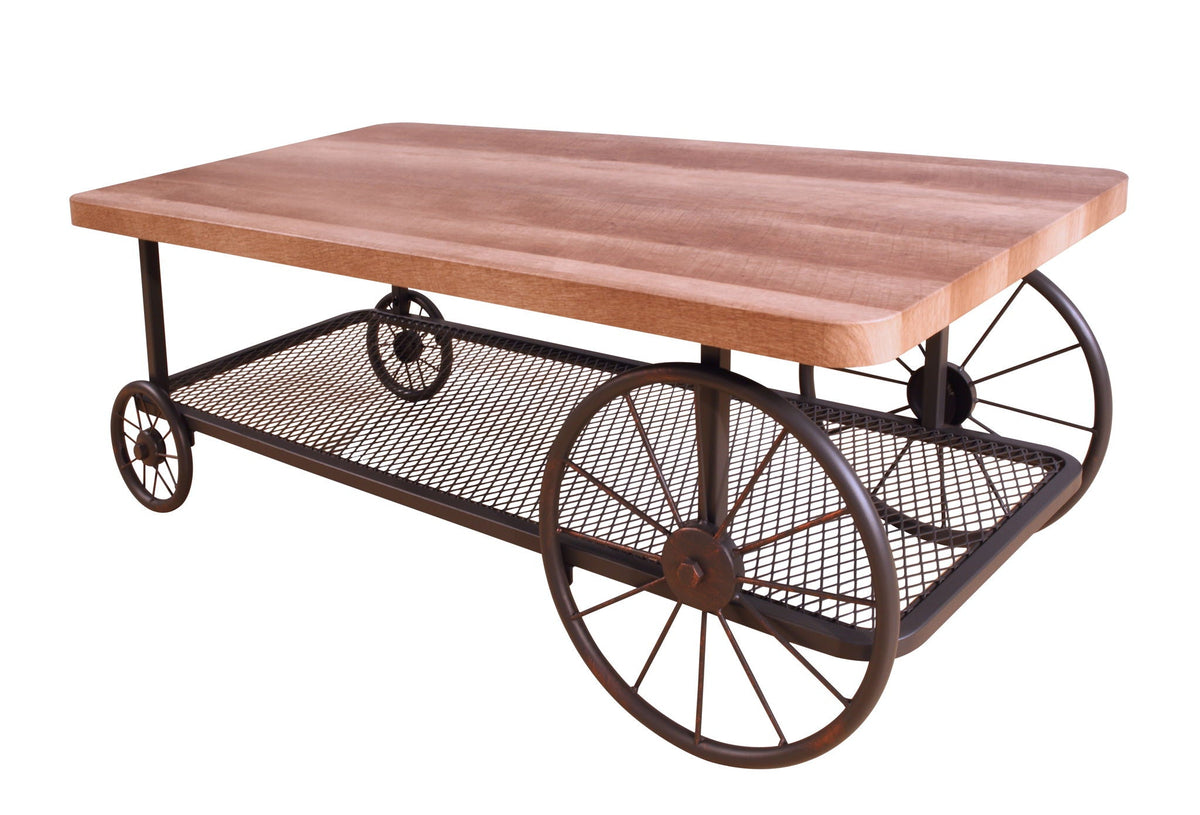 Francie Light Brown Coffee Table with Metal Wheels, photo 8 of 8