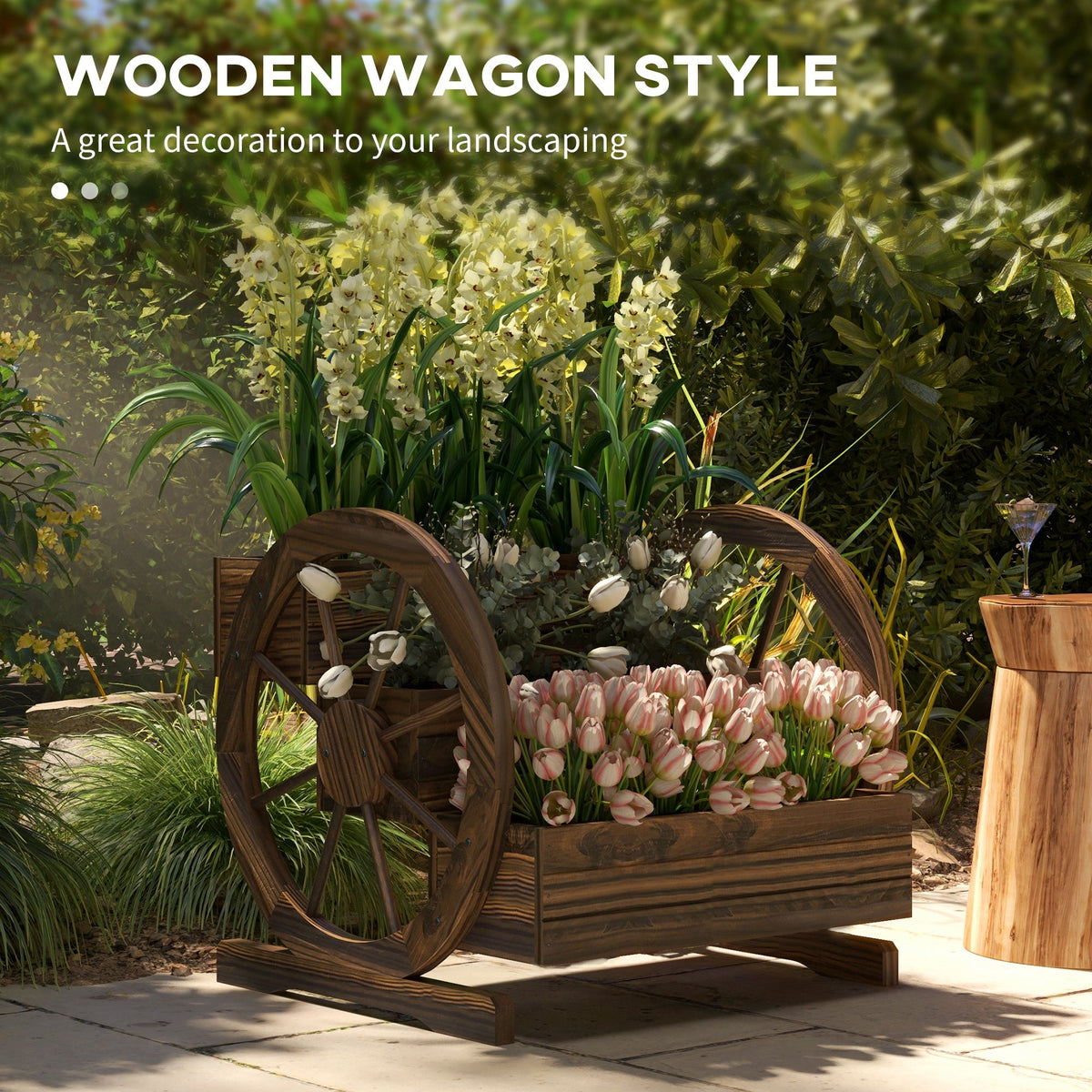 3-Tier Raised Garden Bed Planter with Drainage - Natural Wood, photo 6 of 10