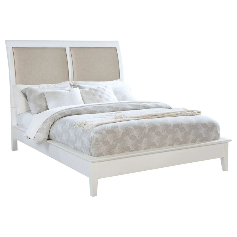 Bexhill 56-inch Upholstered Queen Panel Bed White by Unique Piece Furniture