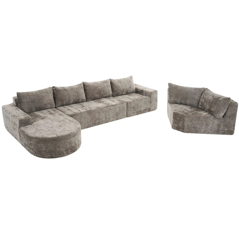 U-Shaped Oversized Modular Cloud Sectional Sofa With Deep Seat For Living Room by HouseOfZazla