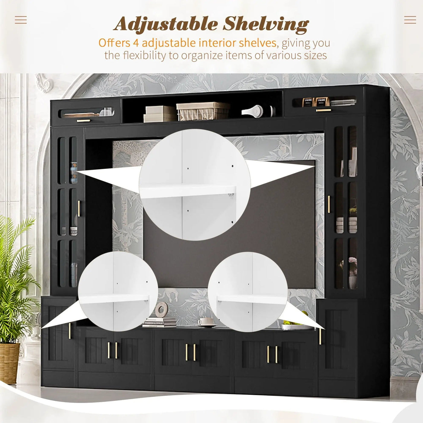 Wall Unit Entertainment Center With Bookshelves For TVs Up to 80" by HouseOfZazla