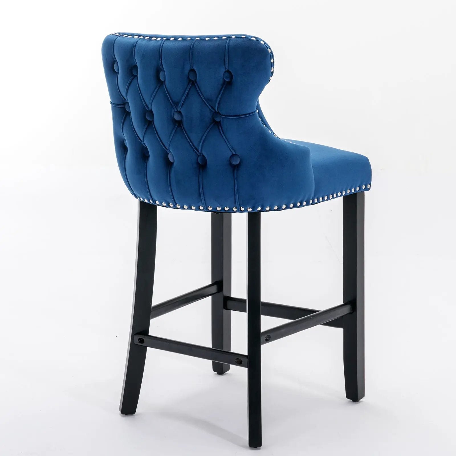 Contemporary Upholstered Wing-Back Barstools With Button Tufted Decoration And Wooden Legs, And Nailhead Trim, Leisure Style Bar Chairs, Bar Stools (Set of 2) by Unique Piece Furniture