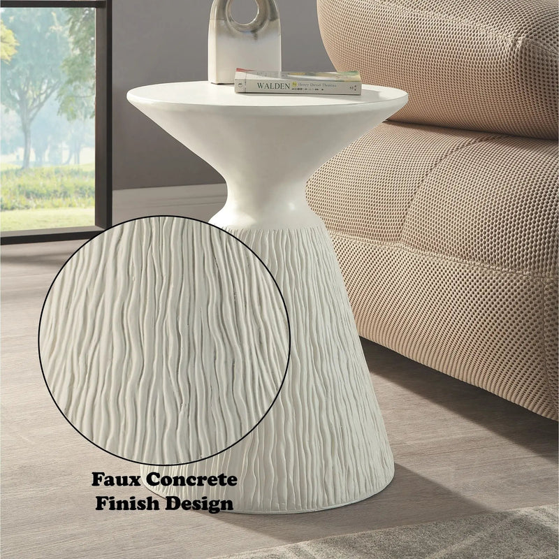 Duane Fiber Concrete Accent Table - White by HouseOfZazla