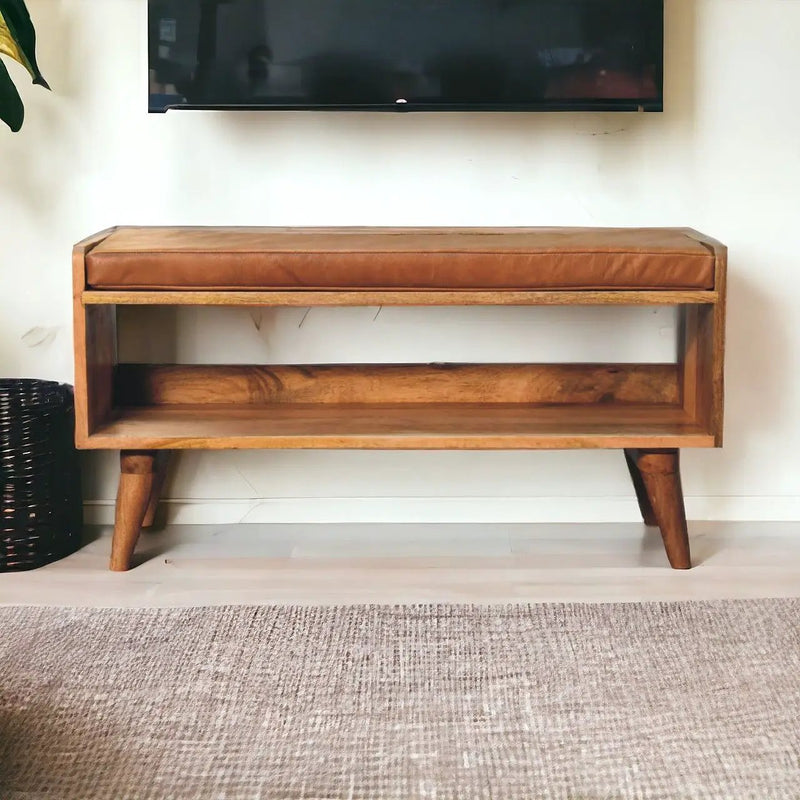 Solid Wood Bench With Upholstered Sea by HouseOfZazla