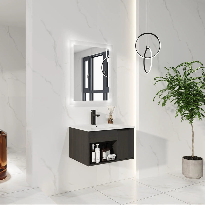 Wall Mounted Floating Bathroom Vanity With Open Shelf & Soft Close Door by Unique Piece Furniture