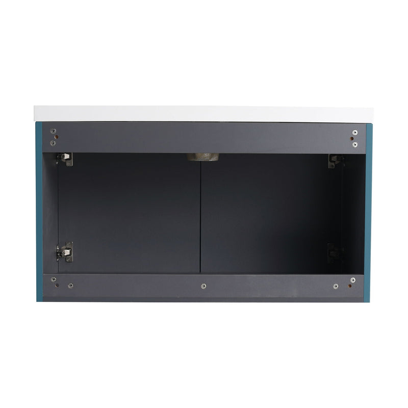 Contemporary Wall Mounted Bathroom Vanity With Resin Double Sink by HouseOfZazla
