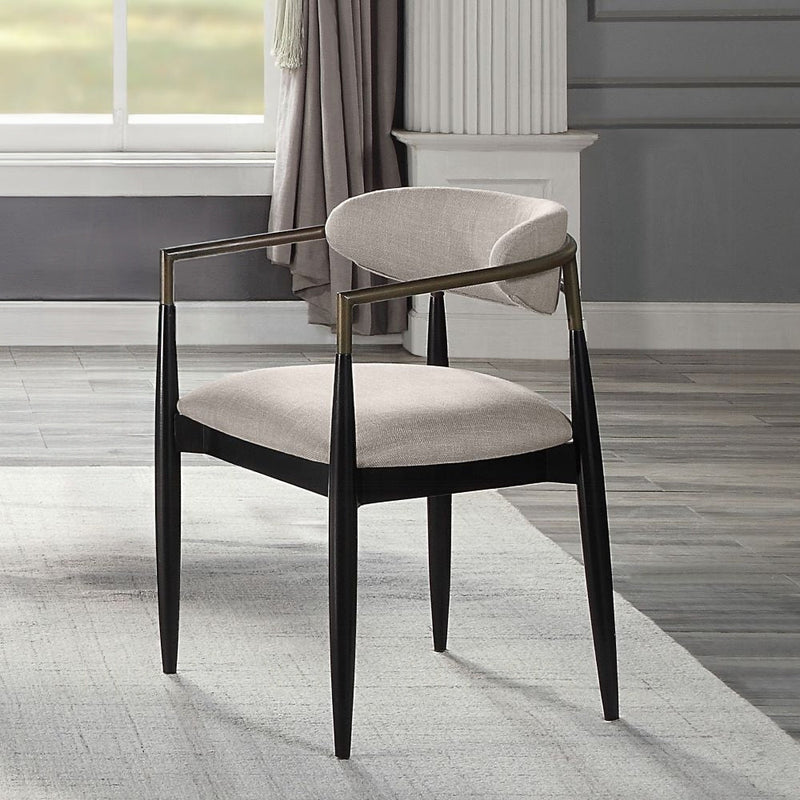 Set of 2 Beige and Black Armchair with Open Back by BLAKHOM