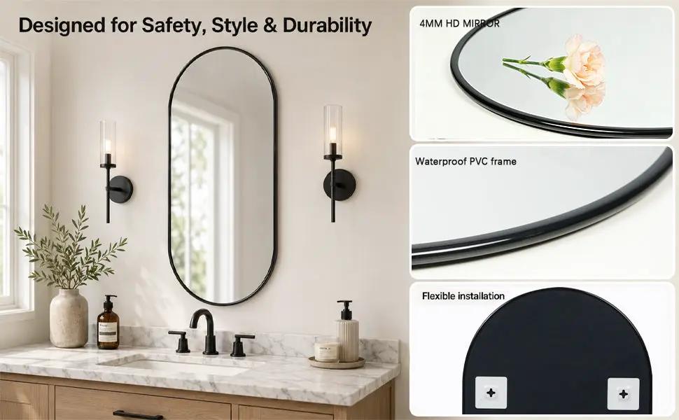 Black PVC Frame Mirror 18X40 Inch by HouseOfZazla