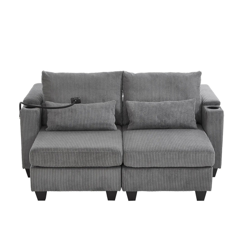 Convertible Chaise Lounge Sofa Chair With USB Ports, Cup Holders, Phone Holder And Storage by HouseOfZazla