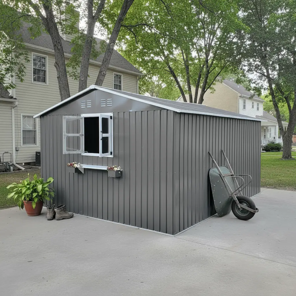 12x10 FT Outdoor Metal Storage Shed by HouseOfZazla