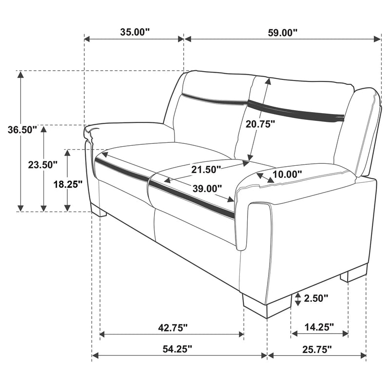 Arabella Upholstered Padded Arm Loveseat Grey by Unique Piece Furniture