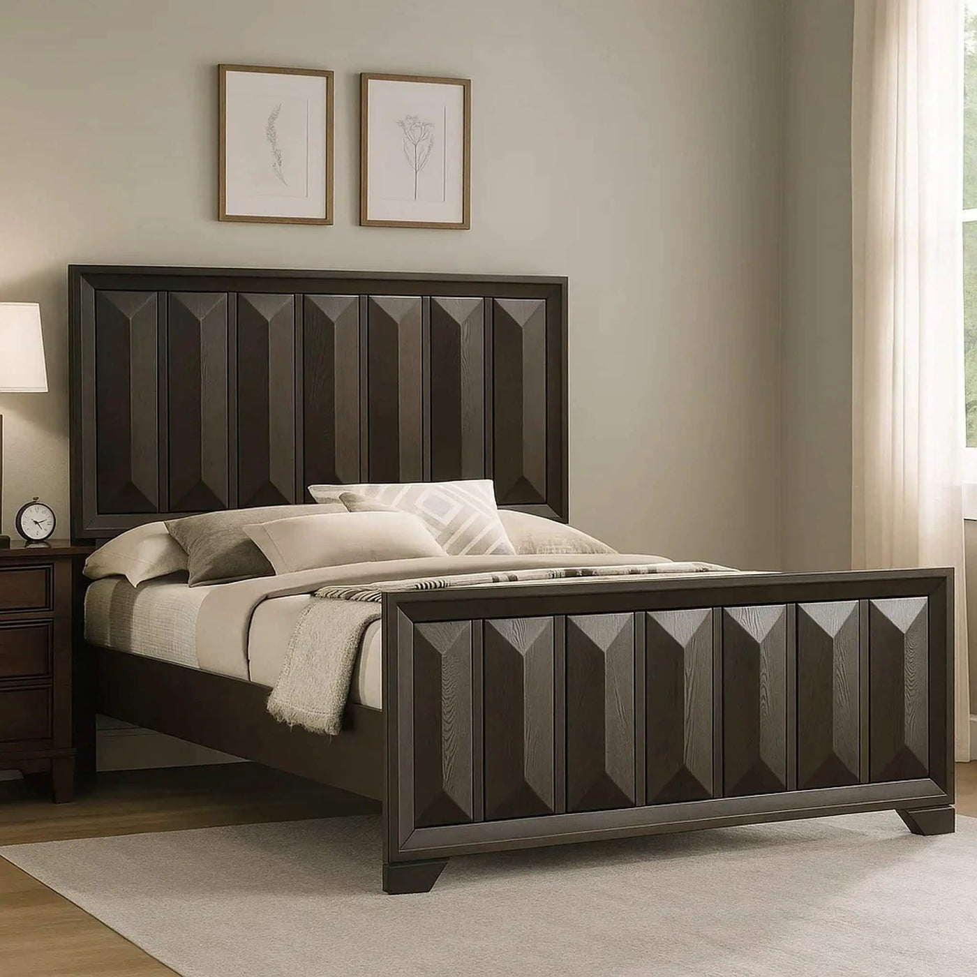 Modern Bed Panel Headboard With Vertical Faceted Design by HouseOfZazla