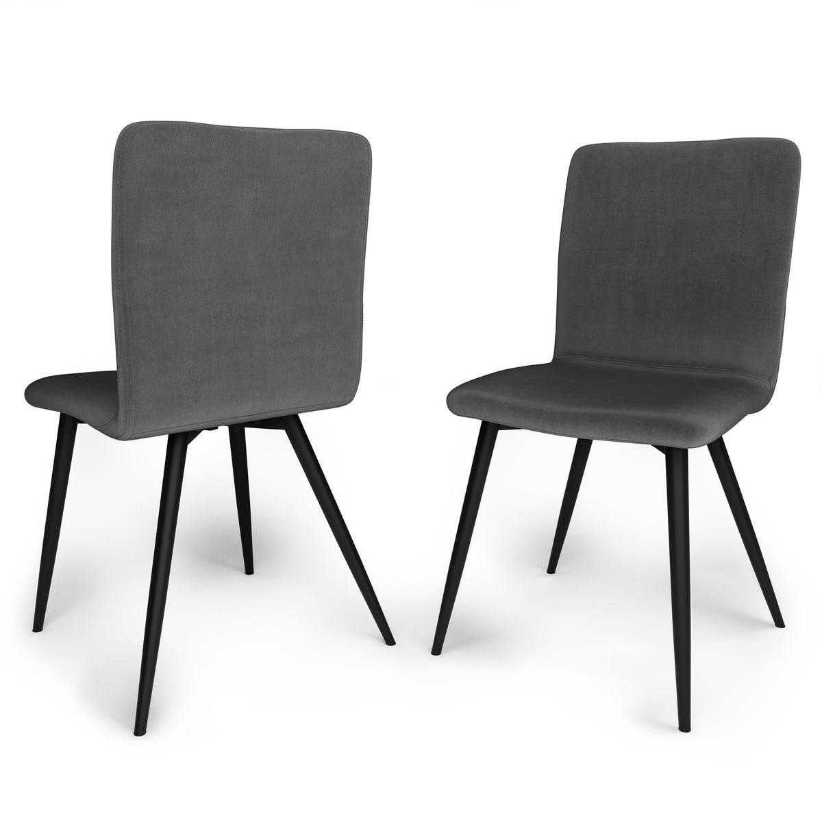 Upholstered Dining Chair Set with Curved Seat - Dark Gray