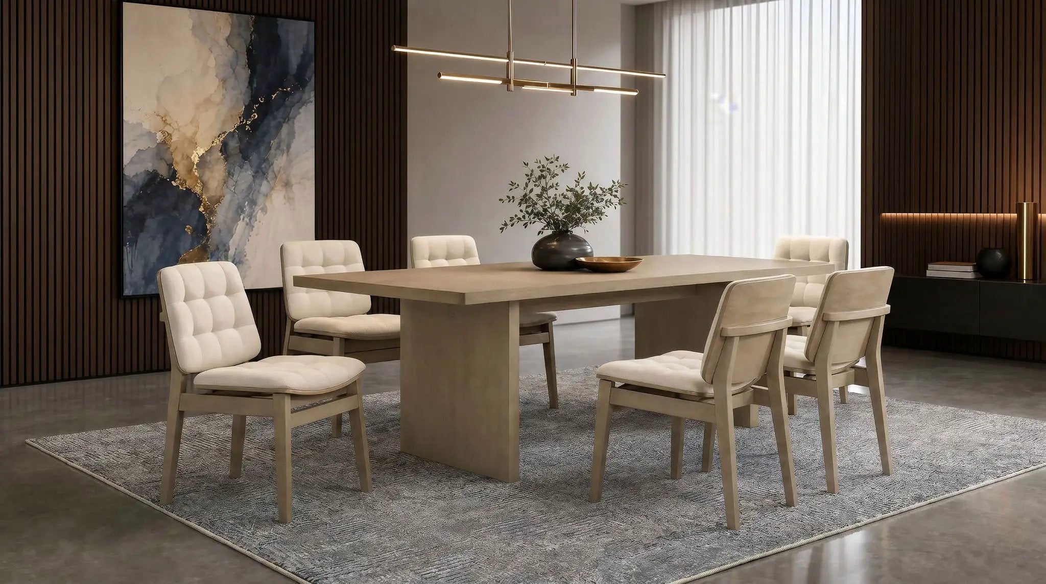 Decker 7-piece 82-inch Rectangular Dining Set Cream and Natural Oak by Unique Piece Furniture