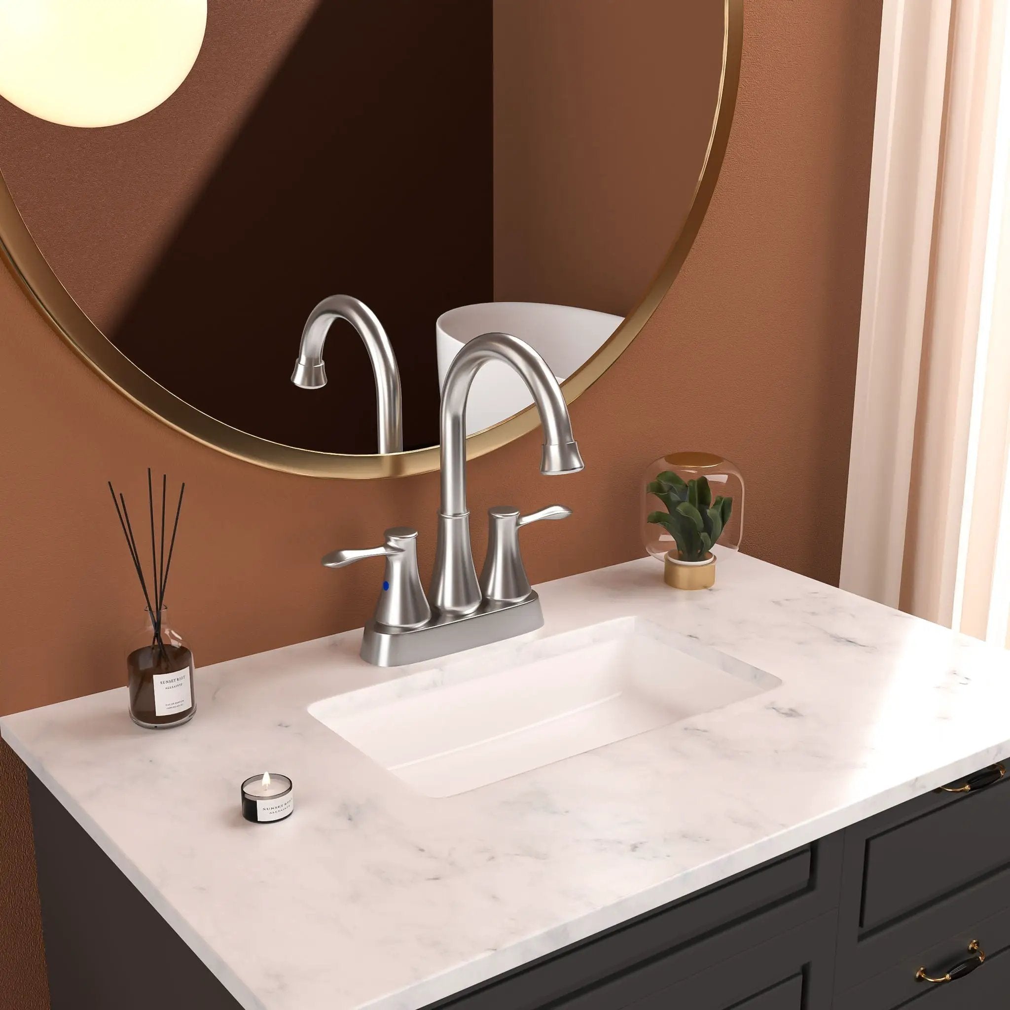 4" Centerset Bathroom Faucet With Pop Up Drain And Water Supply Lines - Brushed Nickel by HouseOfZazla