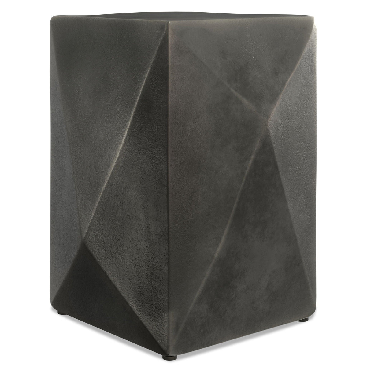 Black Cast Aluminum Side Table with Modern Pyramid Design - Black