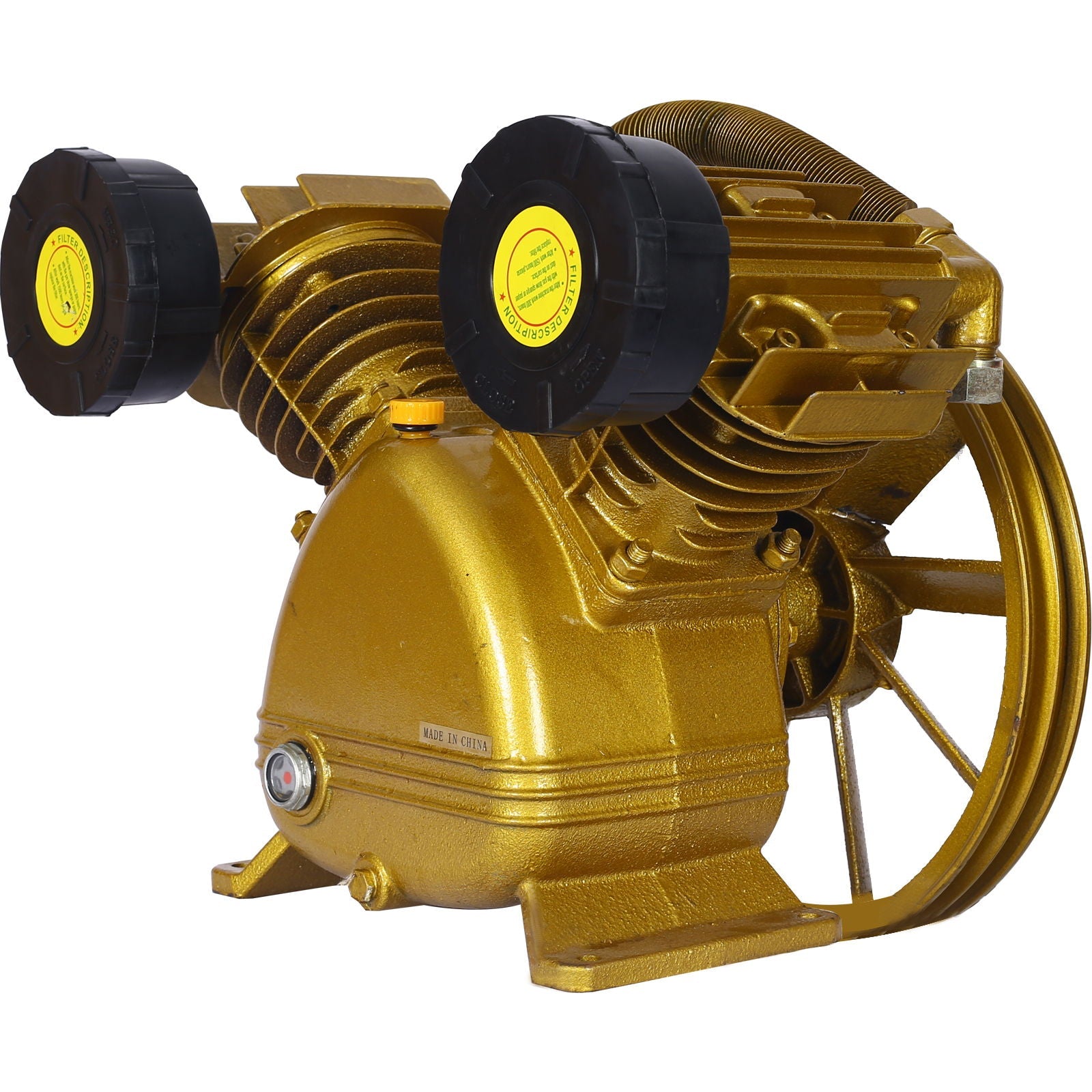 V Type Dual Cylinder Air Compressor Pump Head 5.5Hp 21Cfm 115 Psi - Golden by HouseOfZazla
