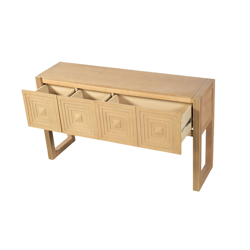Geometric Carved Console Table With 3 Soft Close Drawers by HouseOfZazla