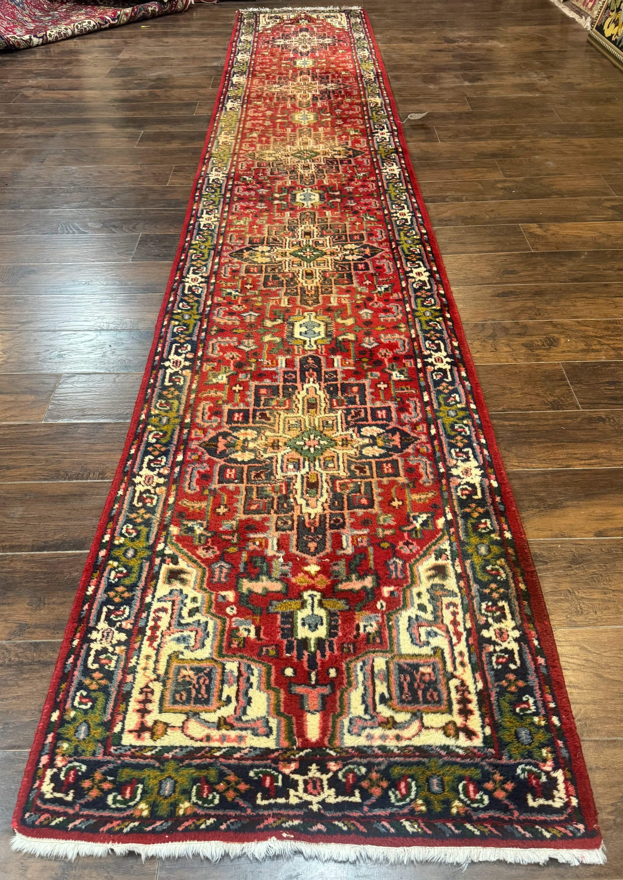 Indo Persian Heriz Runner Rug 3 x 17, Geometric Long Runner Carpet for Hallway, Medallions, Wool Runner Rug 3x17 by Jewel Rugs