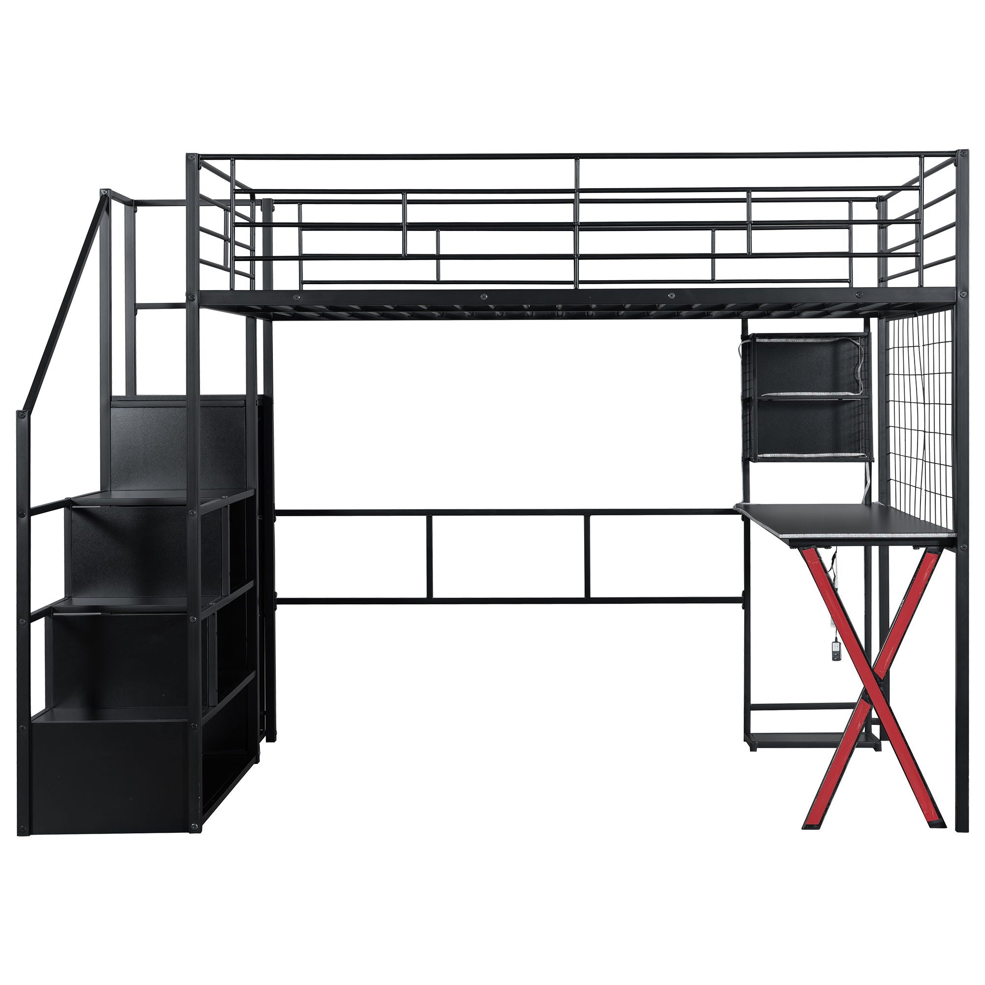 Loft Bed With Built In Work Station, Wardrobe, Storage Staircase And LED by HouseOfZazla