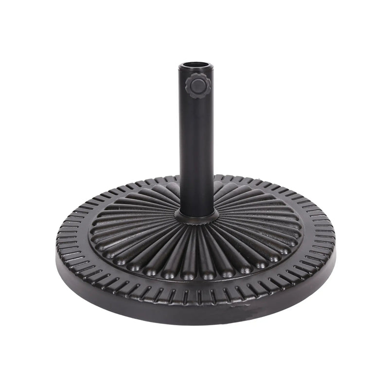 Black Rock Resin Outdoor Umbrella Base with Steel Support in Black Finish by HouseOfZazla