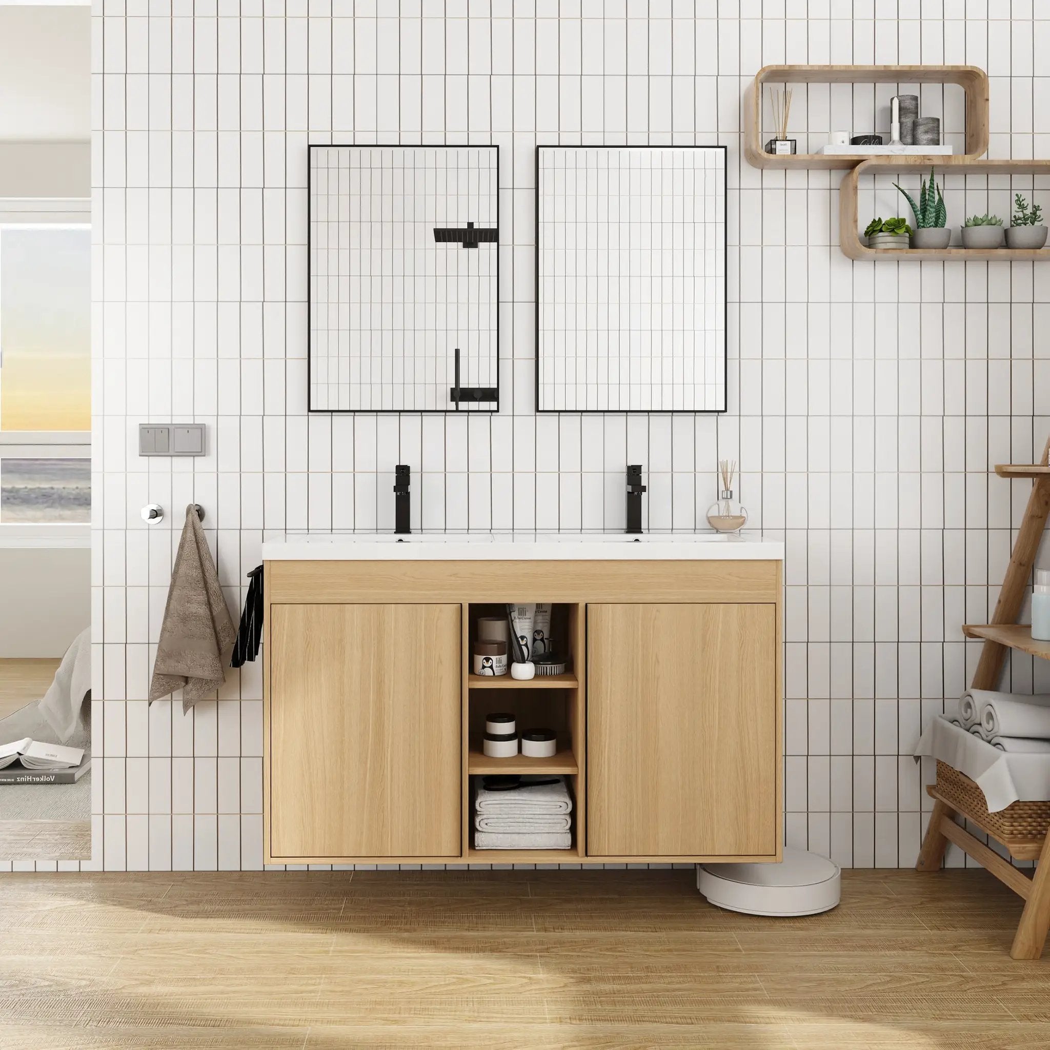 48" Freestanding Bathroom Vanity With Resin Double Sink by HouseOfZazla