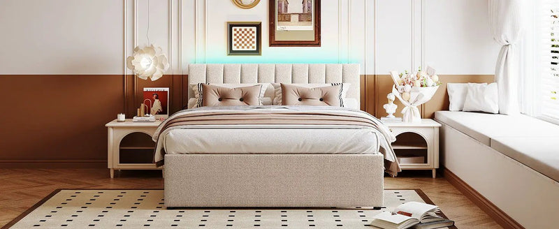 Upholstered Platform Bed With Trundle by HouseOfZazla