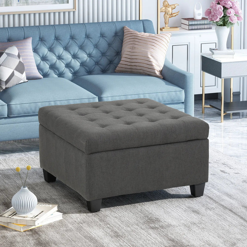 Upholstered Tufted Fabric Storage Ottoman by HouseOfZazla