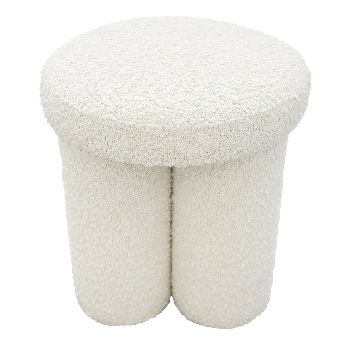 Ivory Accent Stool with Sherpa Upholstery - Wesley, photo 10 of 10