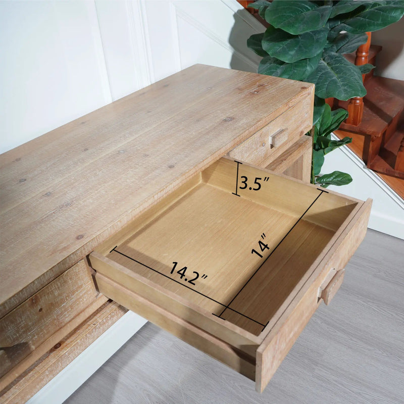 Rustic Wood Console Table With 3 Drawers Entryway Table For Hallway, Foyer, Or Office - Natural / Natural & Light Brown / Natural Wood / Natural Wood Wash / Natural / Rustic by HouseOfZazla