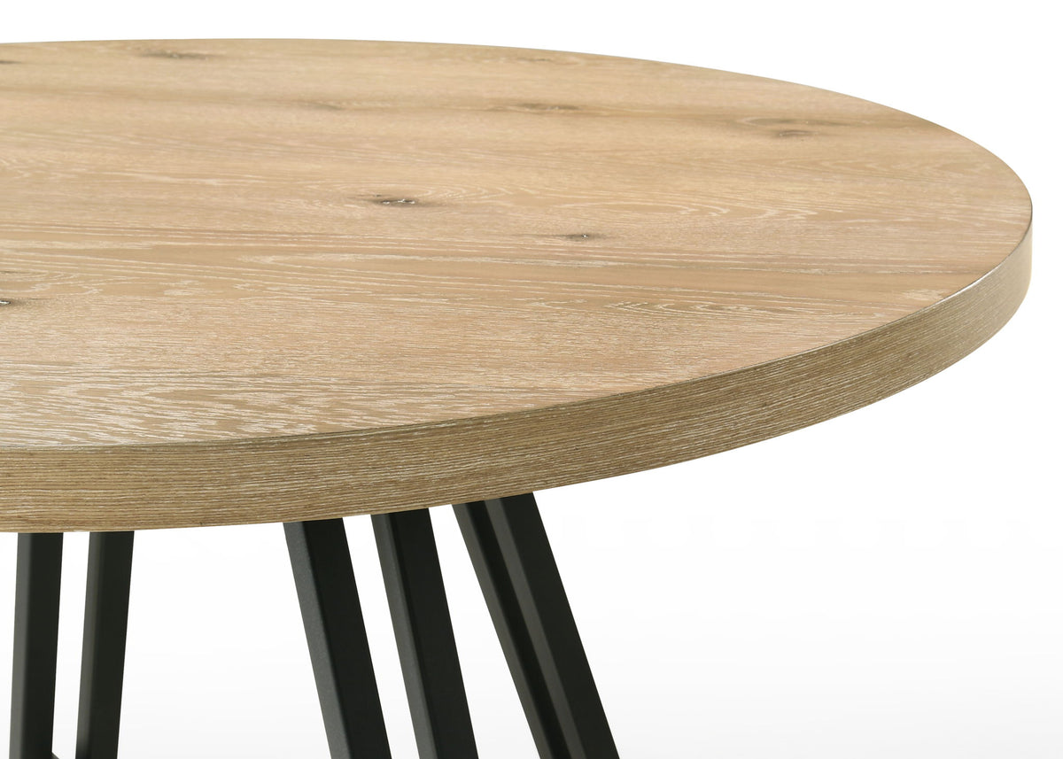 Tate Round Dining Table with Metal Base - Oak Finish, photo 5 of 5