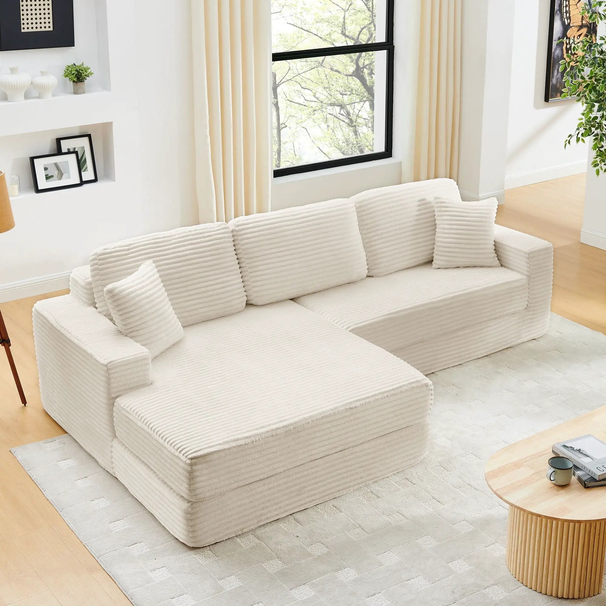Modern Minimalist L Shape Modular Sectional Sofa, Couch by Unique Piece Furniture