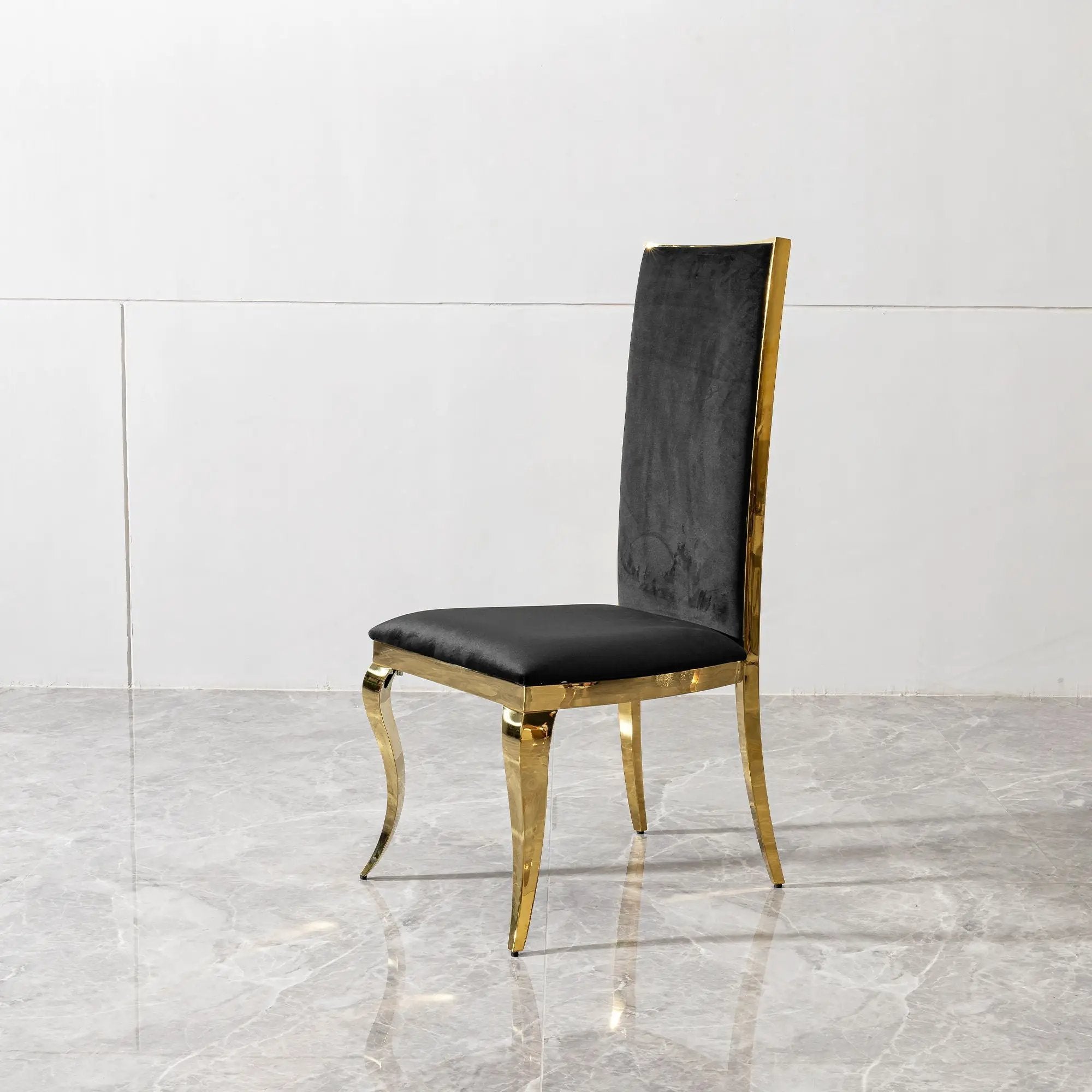 Dining Chair (Set of 2) With Unique Backrest Stainless Steel Legs - Gold by HouseOfZazla