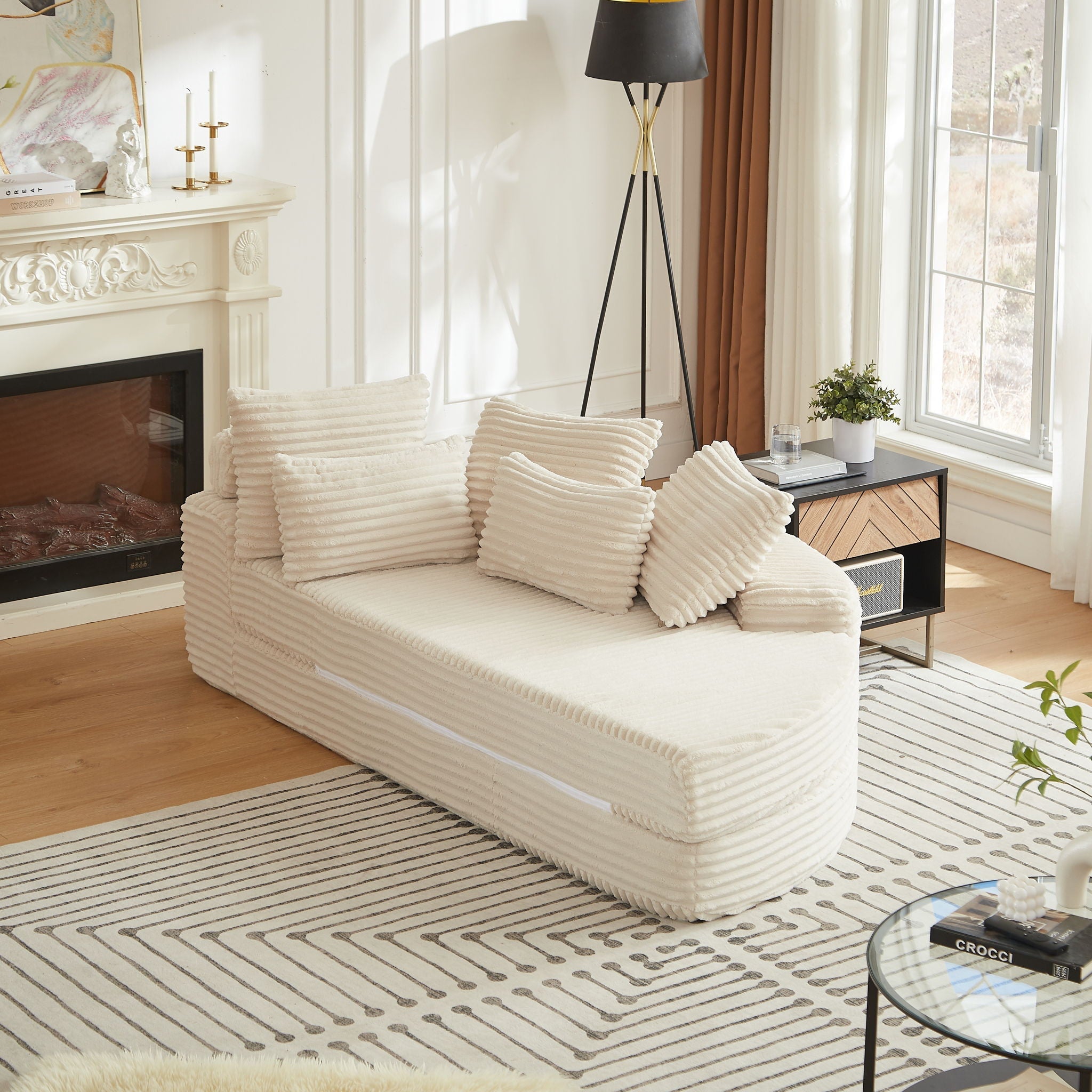 Semi Circular 2 In 1 Sofa Bed With Neck Pillow by HouseOfZazla