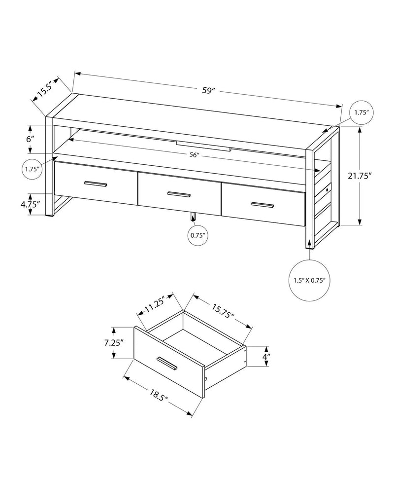 TV Stand, Console, Media Entertainment Center with Storage Drawers - Black by HouseOfZazla