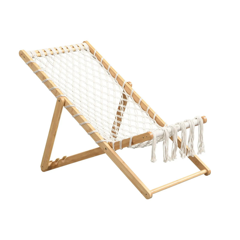 Bamboo Weaving Chair Set With Handwoven Rope For Patio And Living Spaces - Natural by HouseOfZazla