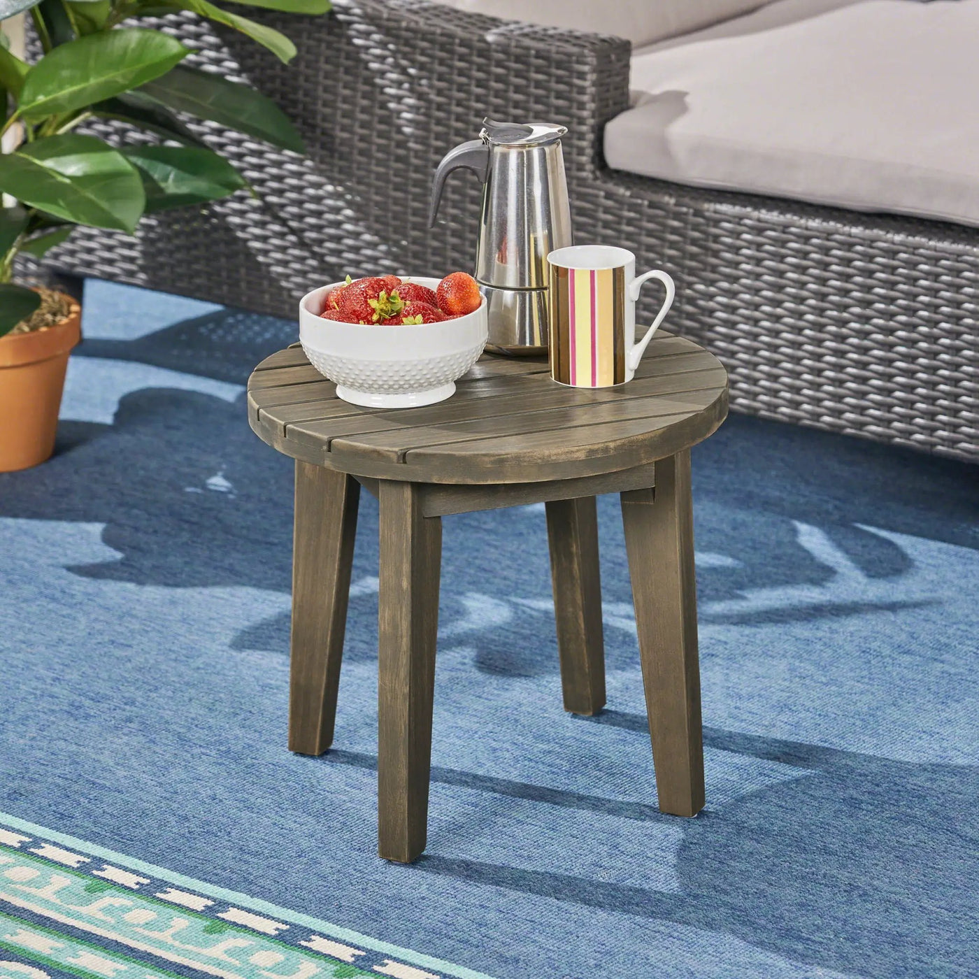 Outdoor Acacia Wood Side Table With Weather Resistance by HouseOfZazla