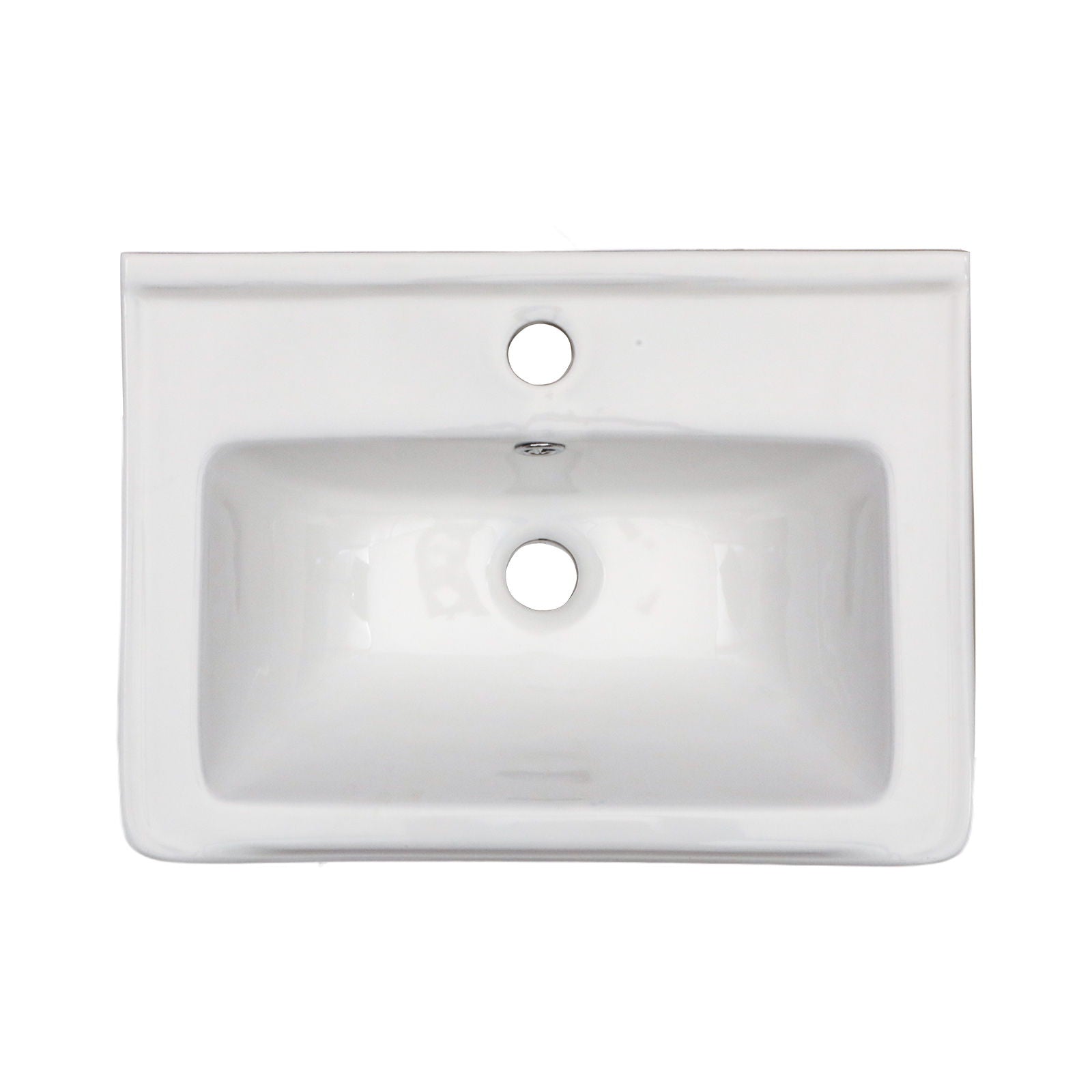 Wall Mounted Rectangular Bathroom Sink With 304 Stainless Steel Towel Bar & Overflow - White by HouseOfZazla
