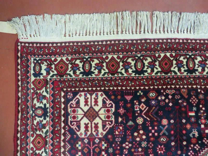 7' X 10' Vintage Handmade Indian Floral Wool Rug Hand Knotted Carpet Ivory Red by Jewel Rugs