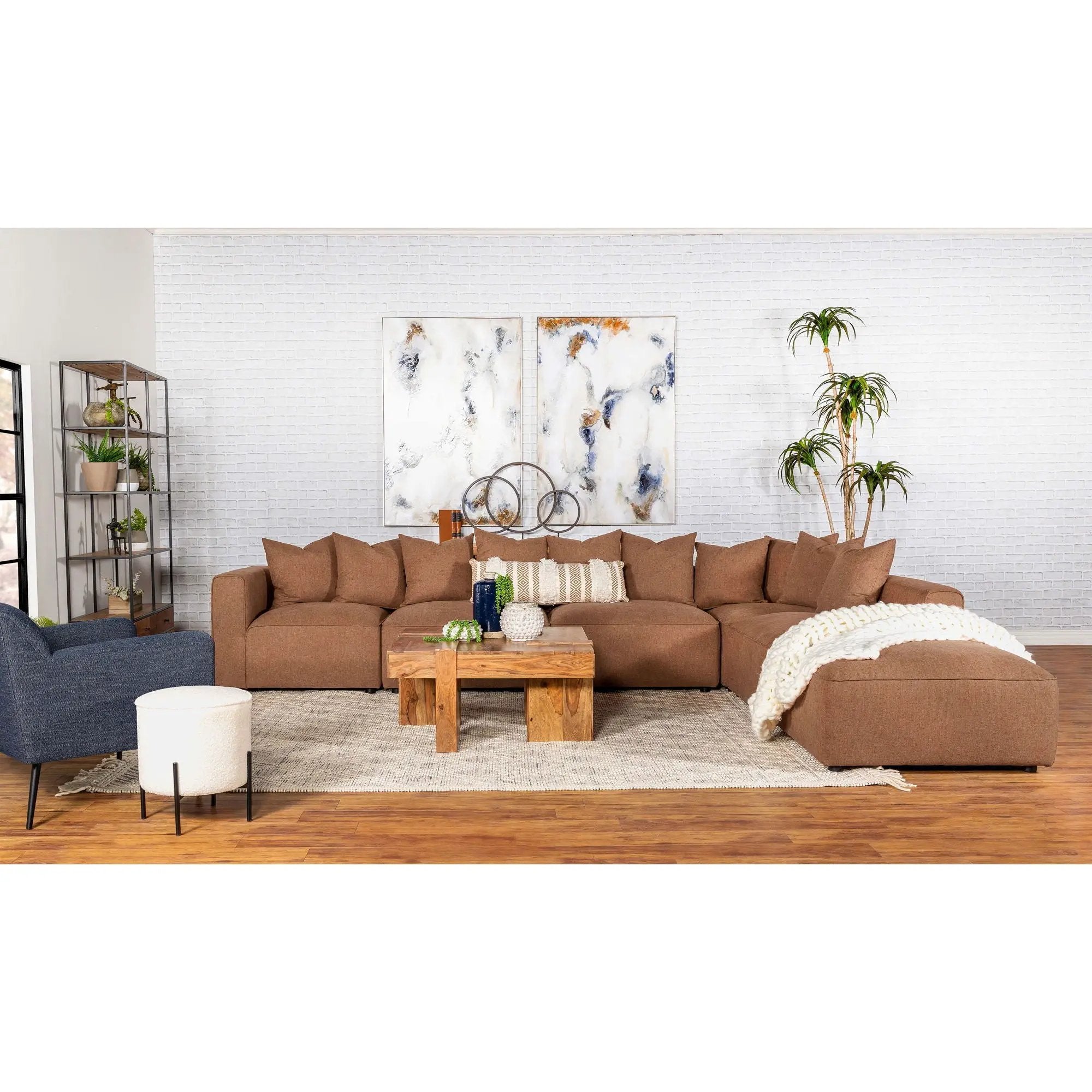 Colleen - 6 Piece Modular Sectional With Tight Seats - Terracotta by HouseOfZazla