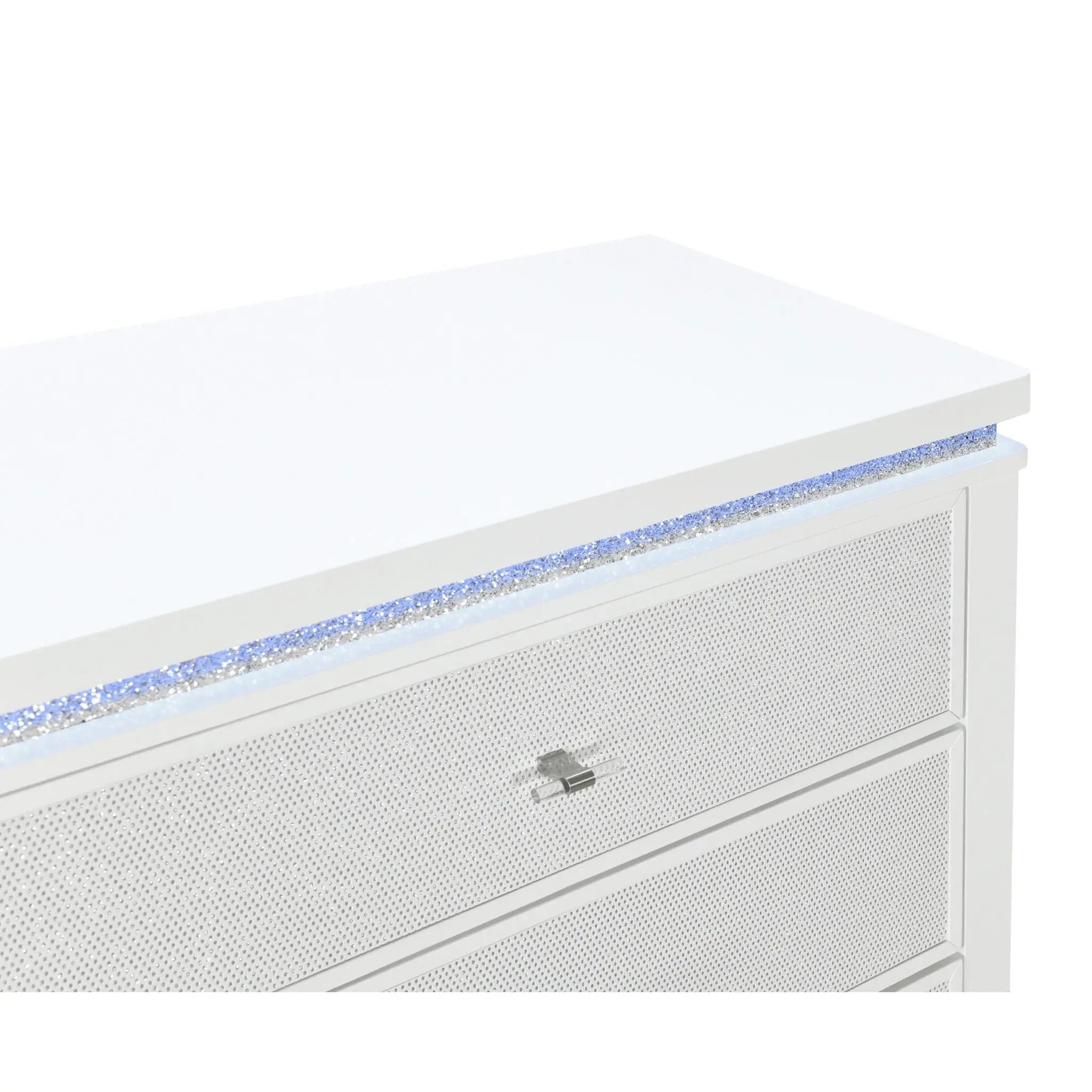 Adalid - Dresser With LED Light And Glittered Drawer Fronts - White by Unique Piece Furniture