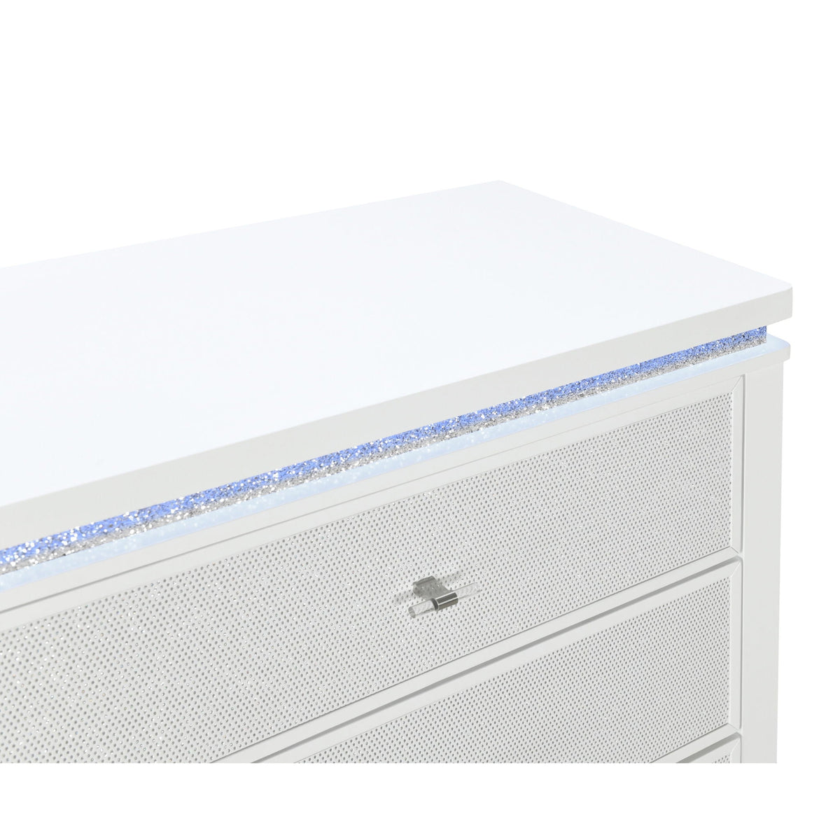 Adalid Dresser With LED Light And Glittered Drawer Fronts - White, photo 9 of 9