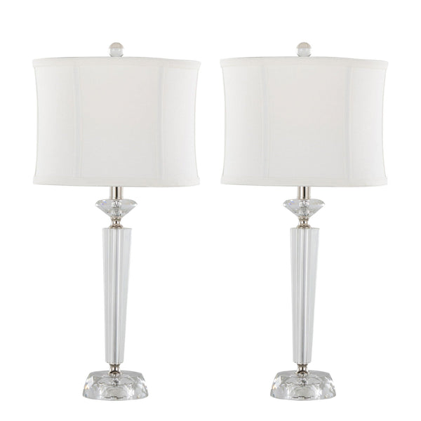 Diamond - Torch Contemporary Crystal Table Lamp (Set of 2) - Clear / Off White / Polished Nickel