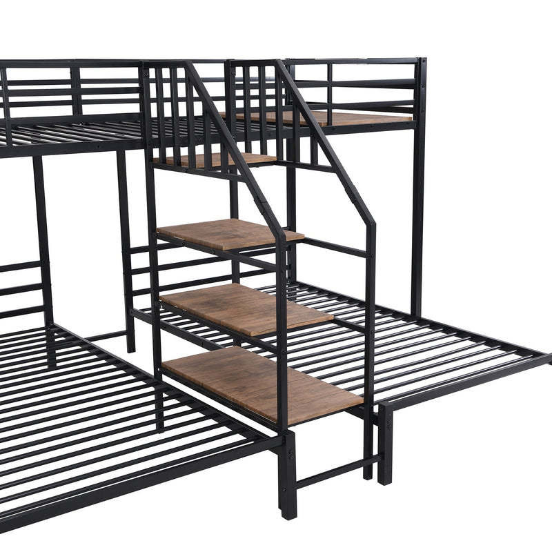 Metal Bunk Bed With Storage Shelves Staircase by HouseOfZazla