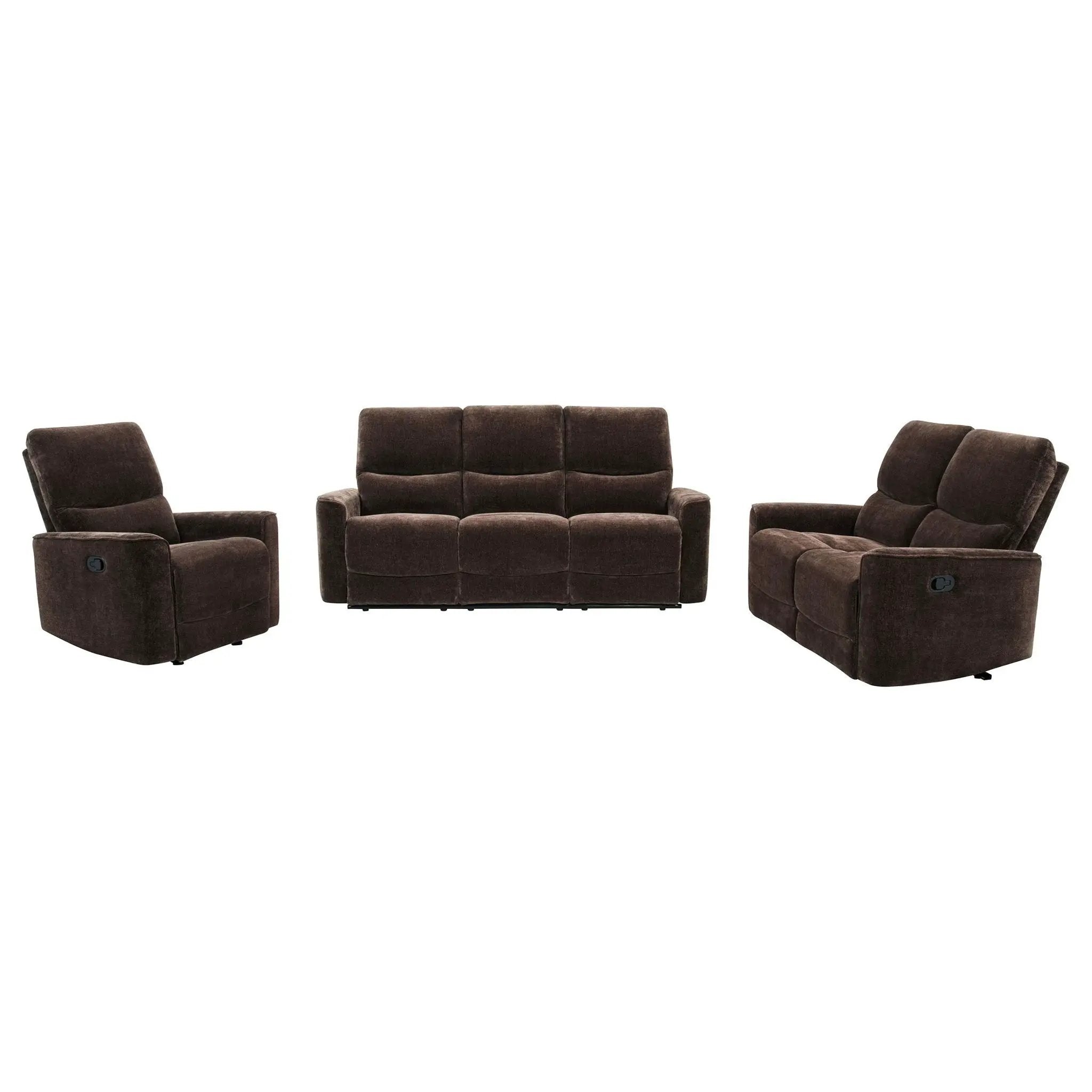 Navarro 3-piece Upholstered Reclining Sofa Set Dark Brown by Unique Piece Furniture
