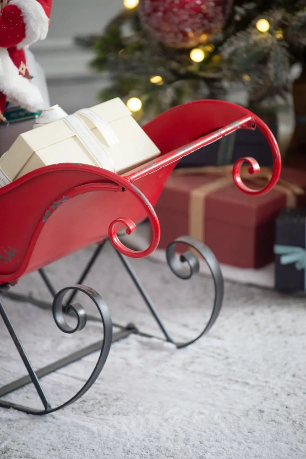 Iron Sleigh Large, Distressed Christmas Santa Sleigh Holiday Decoration by HouseOfZazla