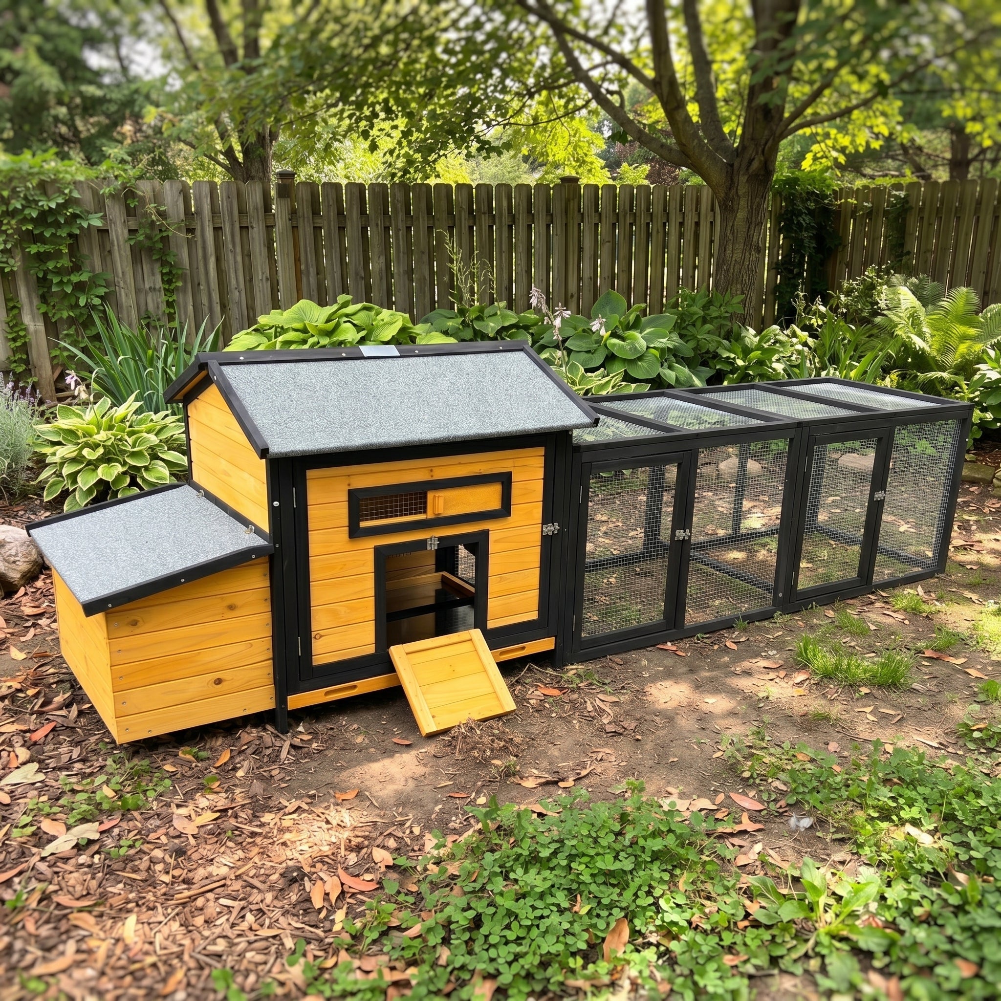 114" Wooden Chicken Coop with Outdoor Run by HouseOfZazla