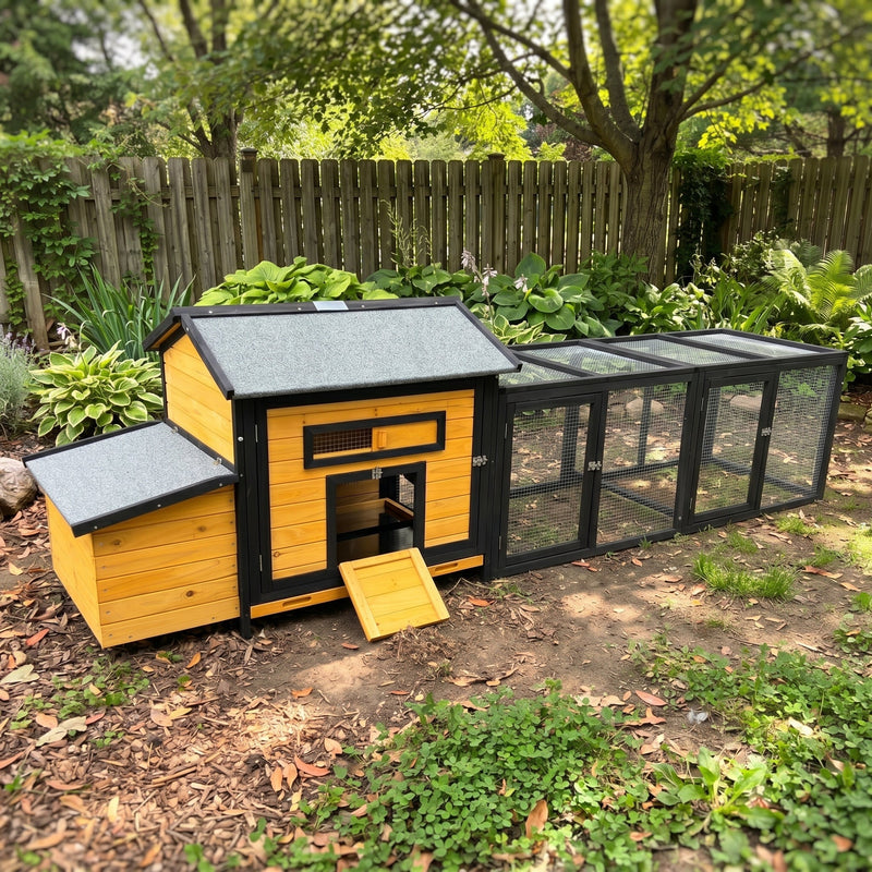 114" Wooden Chicken Coop with Outdoor Run by HouseOfZazla