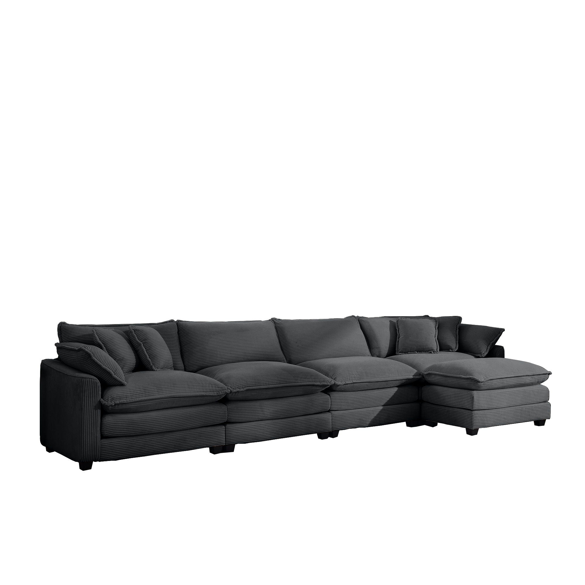 Modern Oversized Modular Cushion Sofa With Ottoman, Low Back, Deep Seating Sofa Set by Unique Piece Furniture